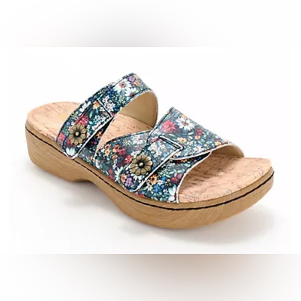 ALGERIA LESTHER ADJUSTABLE SLIDE BOHO BLOOM KRYSTAL SANDAL NEW NO BOX OR TAGS 38